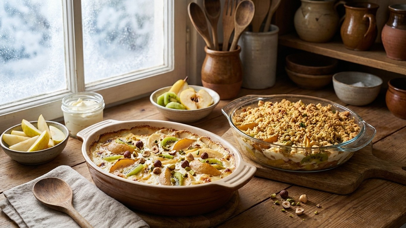 Gratins et crumbles d’hiver nouvelle génération : version sucrée, crémeuse et ultra-réconfortante
