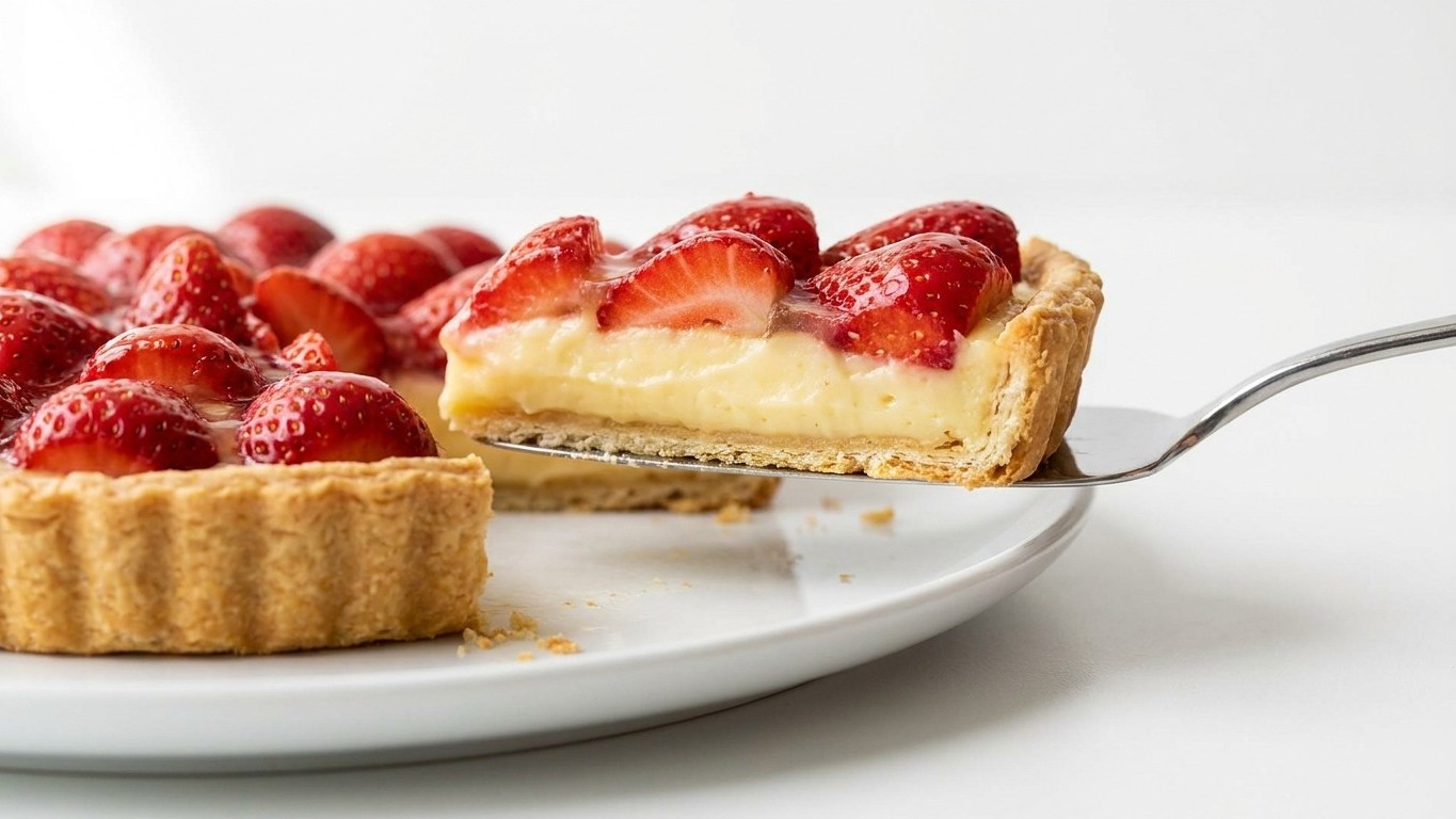 Je posais mes fraises sur la crème pâtissière encore tiède : au moment de servir, en coupant la première part, j'ai compri...
