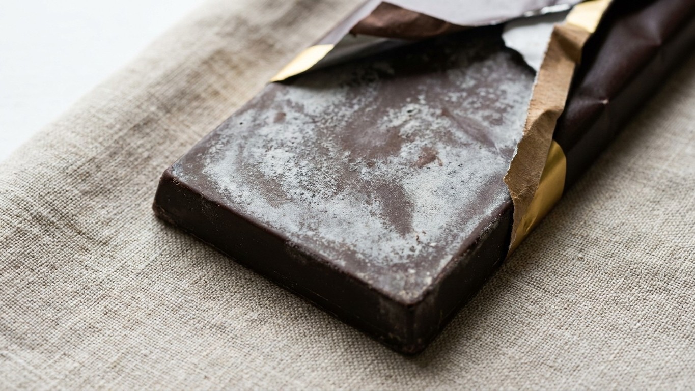 On s'obstine tous à jeter le chocolat blanchi l'été : cette pellicule apparue au-dessus de 25°C n'a pourtant rien d'un déf...