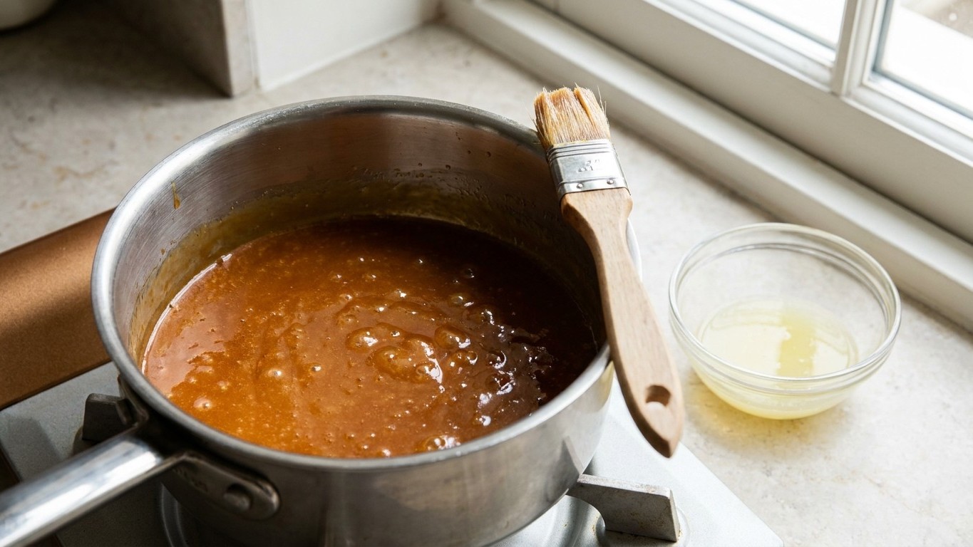 Si votre caramel se remplit de grains blancs en cours de cuisson, c'est qu'il vous manque un ingrédient que vous avez déjà...