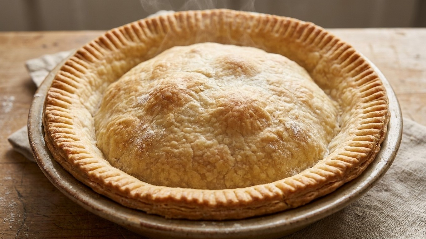 J'ai enfourné mon fond de tarte à blanc sans billes ni légumes secs juste pour gagner cinq minutes : à la sortie du four, ...